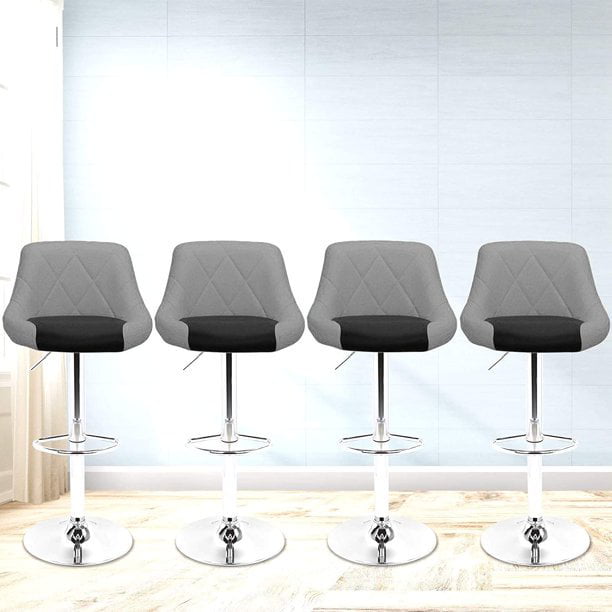 Magshion Set of 4 Modern Swivel Bar Stools for Kitchen Counter Faux Leather Height Adjustable Barstools Chairs, Red/Black