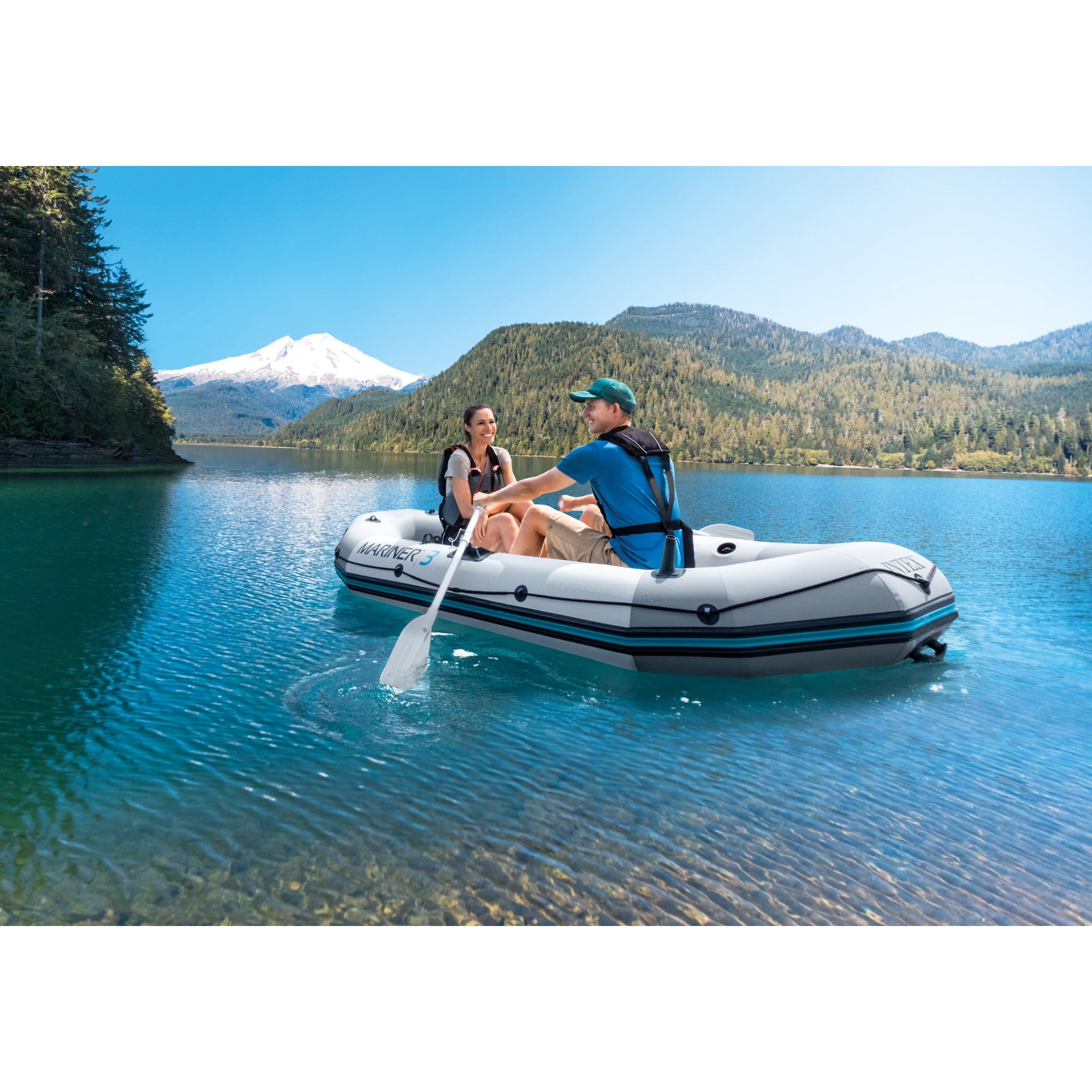 Intex Mariner 3, 3-Person Inflatable River/Lake Dinghy Boat & Oars Set