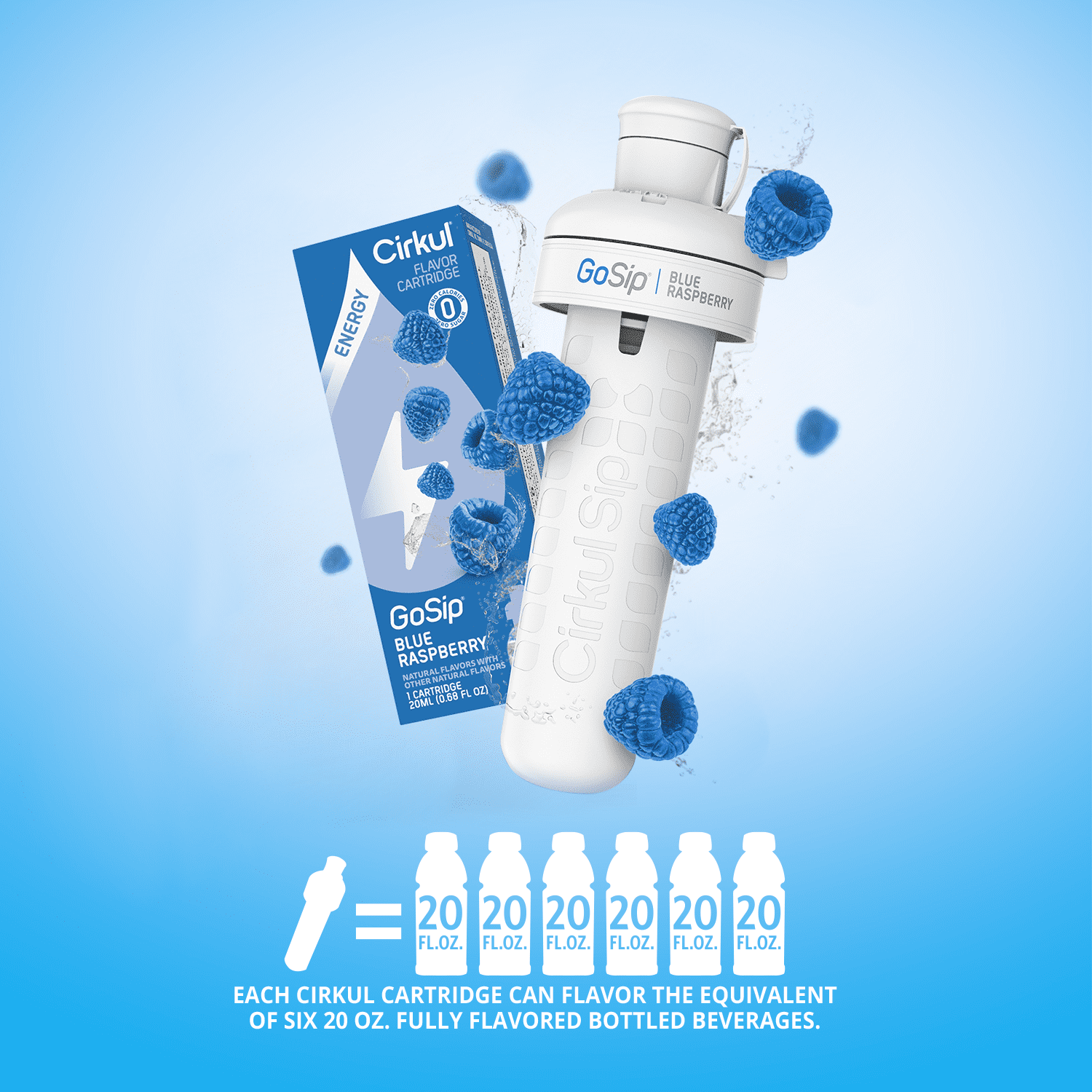 Cirkul GoSip Blue Raspberry Flavor Cartridge, Drink Mix, 1-Pack