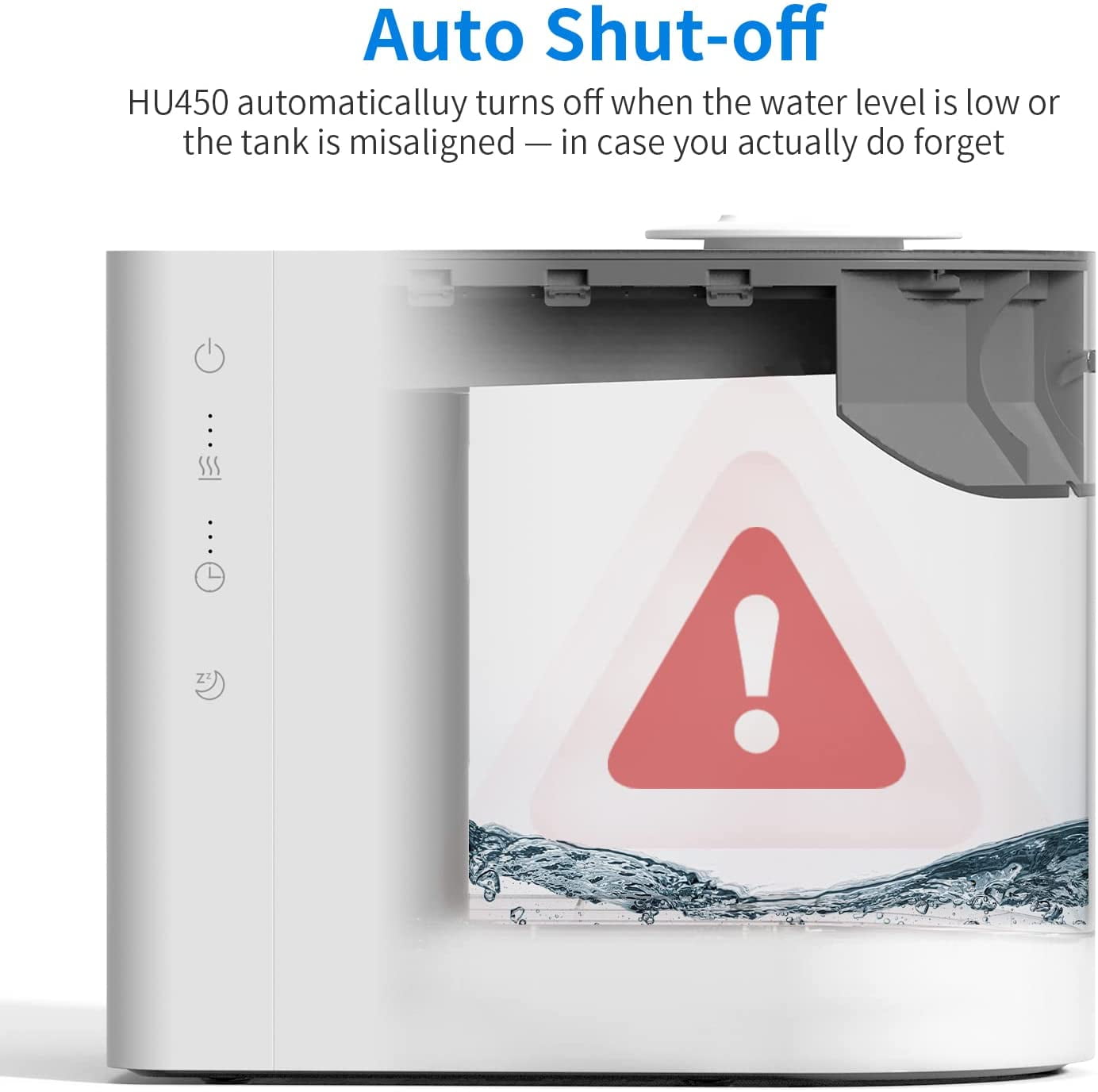 AIRROBO HU450 Ultrasonic Cool Mist Humidifier, 4.3L Top Fill Air Humidifier with 484 Sqft Room Coverage, 360° Nozzles, Waterless Auto Shut-off, White