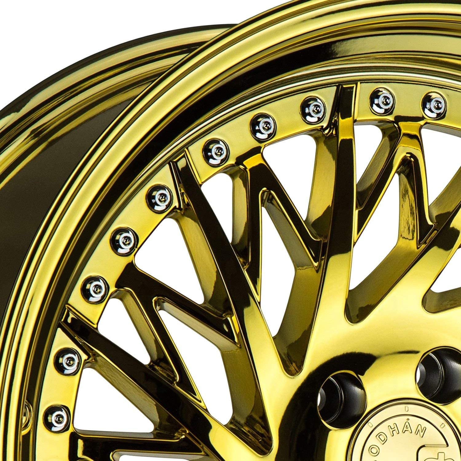 AODHAN DS03 Gold Vacuum w/ Chrome Rivets (Driver Side) DESCRIPTION: 18x9.5 / 5x114.3/OFF 30/HUB 73.1