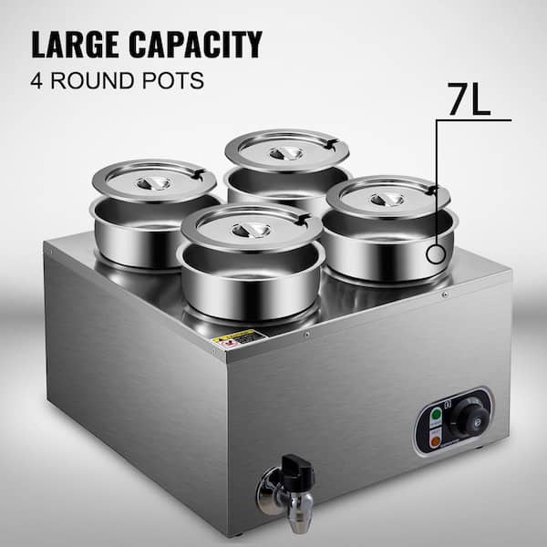 Commercial Soup Warmer 29.6 qt. Capacity Electric Food Warmer Adjustable Temp Stainless Steel Bain Marie Food Warmer