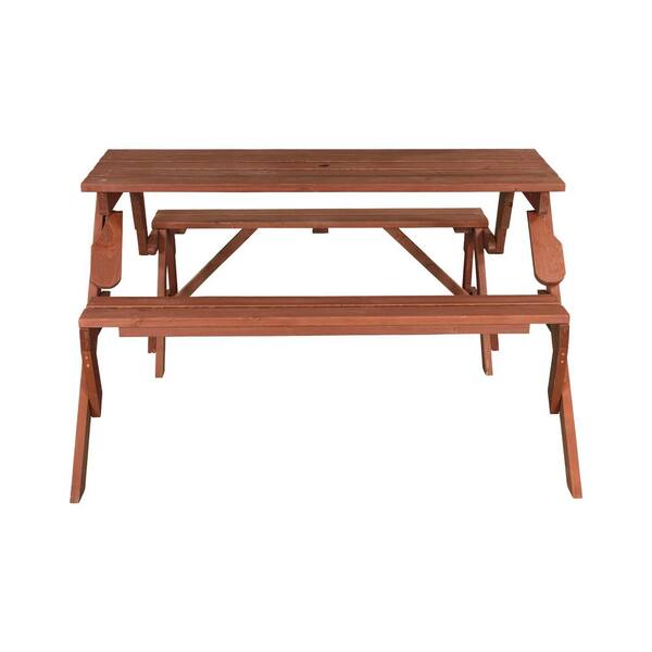55 in. x 58 in. x 30 in. Cedar Folding Picnic Patio Table and Bench