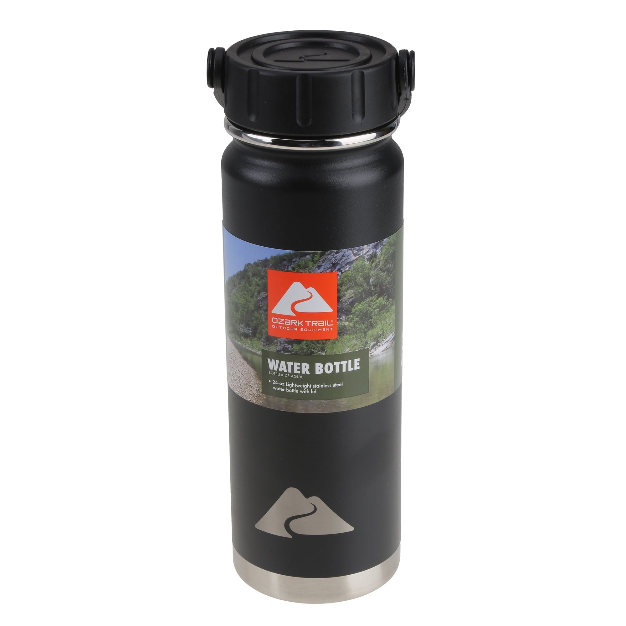 Ozark Trail 24 oz Black Stainless Steel Water Bottle with Screw Cap