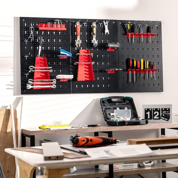 24 in. H x 48 in. W Pegboard Wall Organizer Kit 4 ft.Metal Toolboard W/3 Pegboards & 25 Accessories