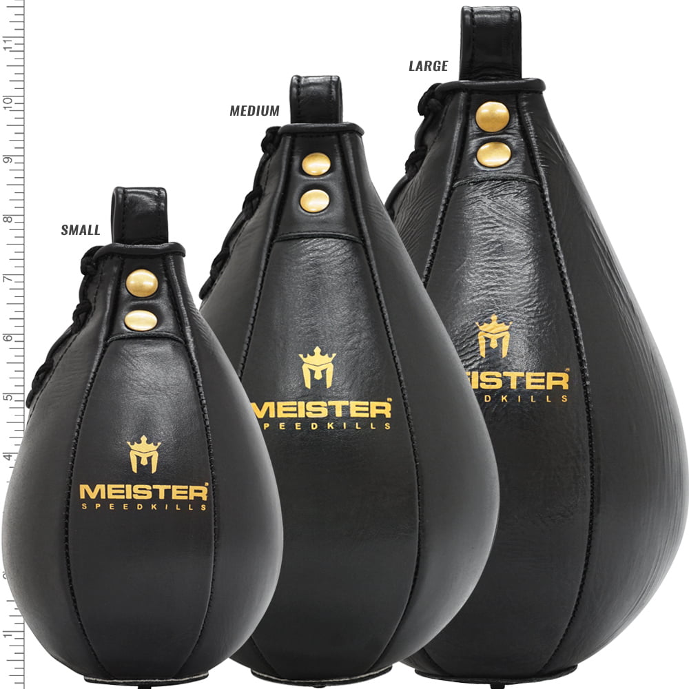 Meister SpeedKills Leather Speed Bag w/ Lightweight Latex Bladder - Black - Large (10.5