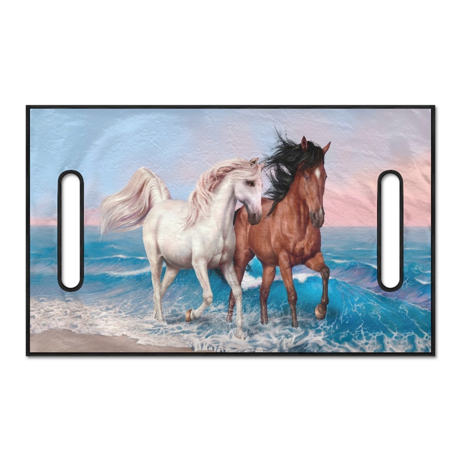 Xoenoiee Horses Sea Waves Pattern Golf Cart Seat Covers for EZGO Yamaha Club Car, All Seasons Golf Cart Seat Towel/Blanket, Soft Microfiber, Machine Washable