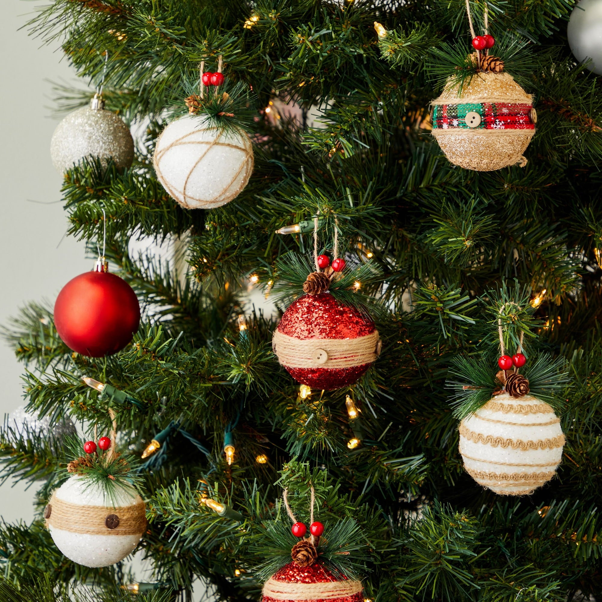 6 Pack Rustic Christmas Tree Ornaments, Farmhouse Holiday Decorations, Assorted Designs (3 x 5.4 In)