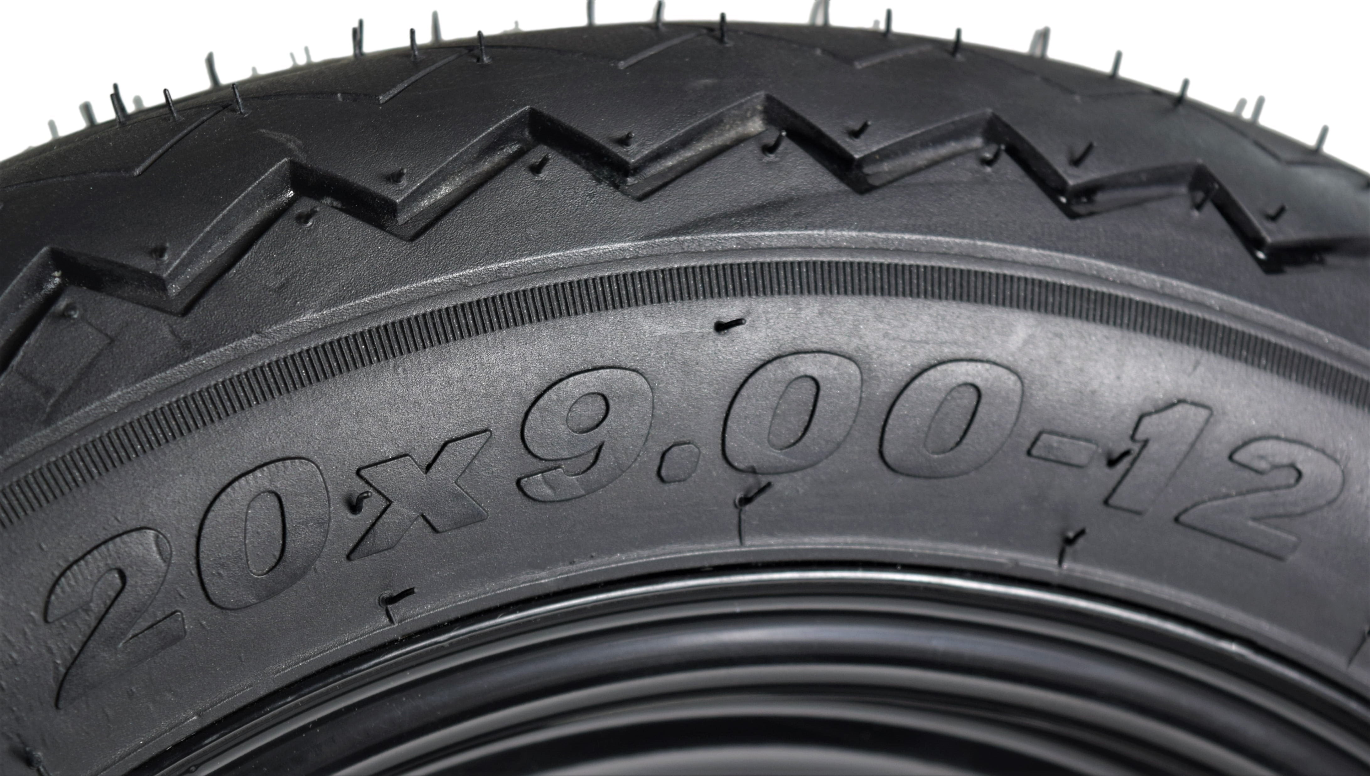 Kenda K389 20x9-12 Golf Cart Turf Front Rear Tire & 12x7 4/101.6 -47 (4x4) Black Wheel Kit for Non-Lifted Golf Carts or Golf Carts with 1