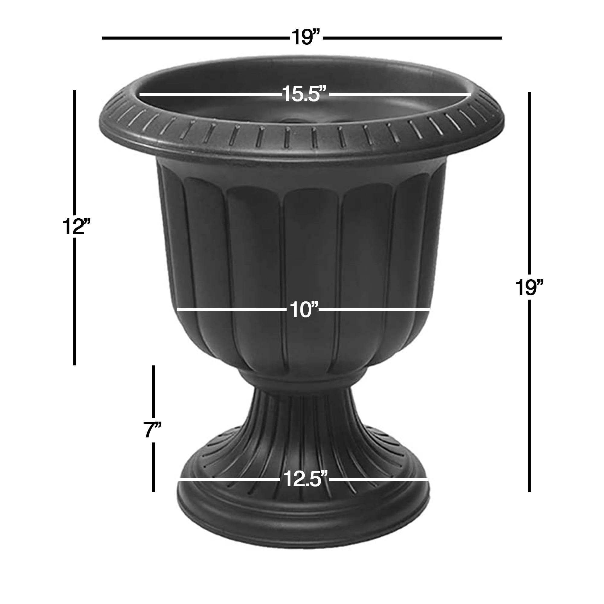 Novelty Classic Urn Planter, Black, 19 Inch