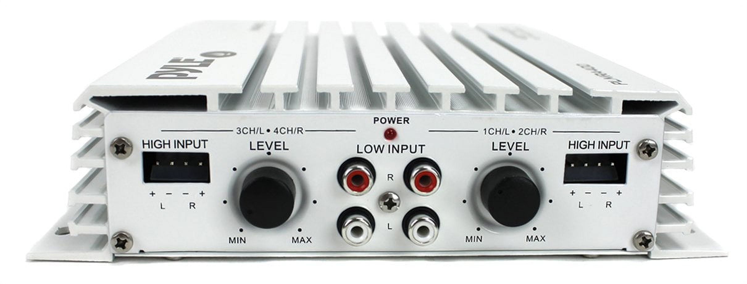Pyle PLMRA400 400 Watt 4 Channel Waterproof Marine Boat Audio Amplifier, White