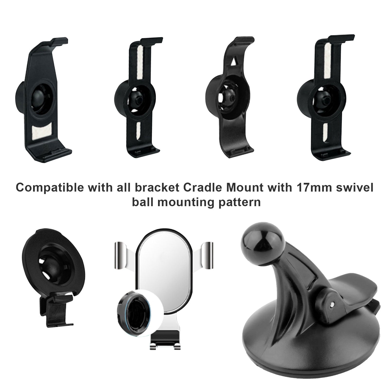 GPS Windshield Mount Holder, TSV GPS Suction Cup Mount Holder, Car Mount Holder 17mm Swivel Ball, Garmin GPS Accessories Compatible for Garmin GPS Nuvi