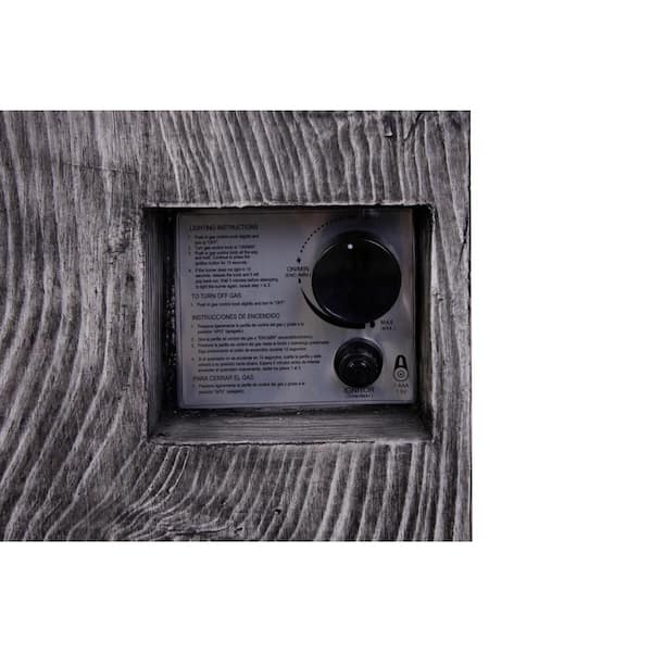 Outdoor Propane Fire Pit, 30000 BTU Column Propane Fire Pit, Wood-Look Surface