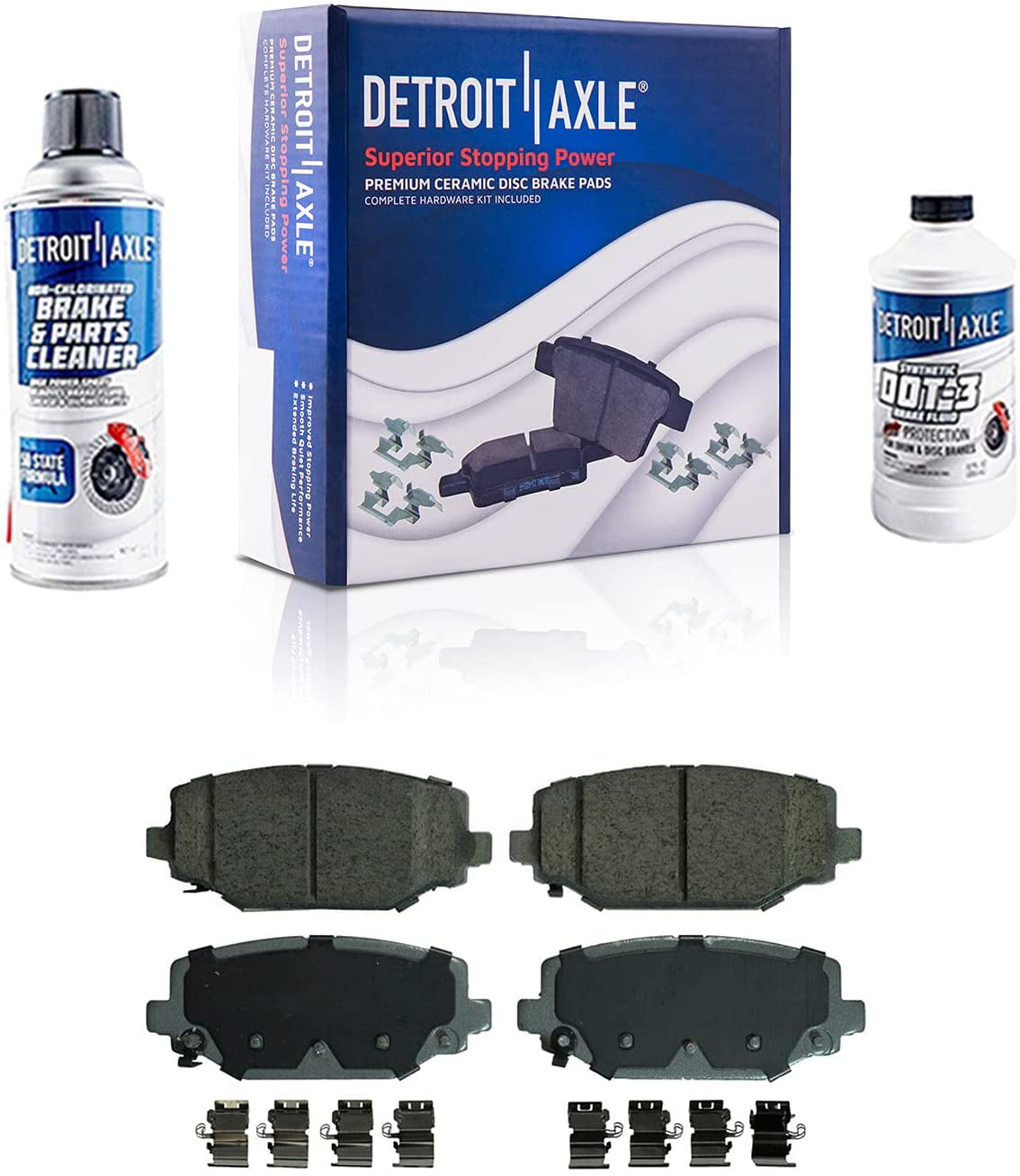 Detroit Axle - Front & Rear Ceramic Brake Pads Replacement for Dodge Grand Caravan Journey Ram C/V VW Routan Chrysler Town & Country - [Models with Dual Piston Calipers]