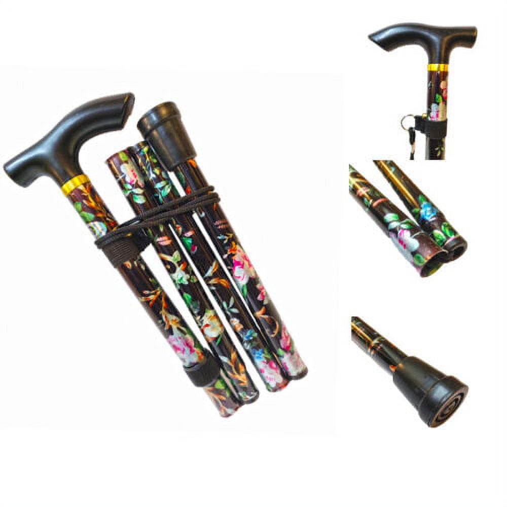 Walking Stick Easy Fold Adjustable Cane Lightweight Mobility Collapsible Sticks