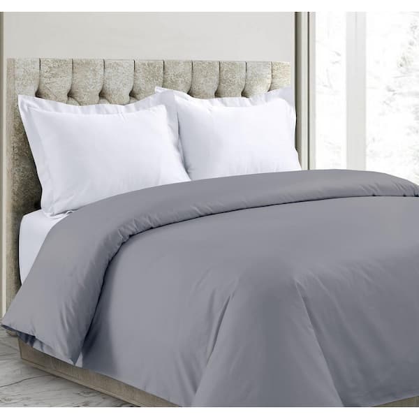 A1HC GOTS Certified Organic Cotton, Sateen Weave, 300TC, Single Ply, Dark Grey King Duvet Cover