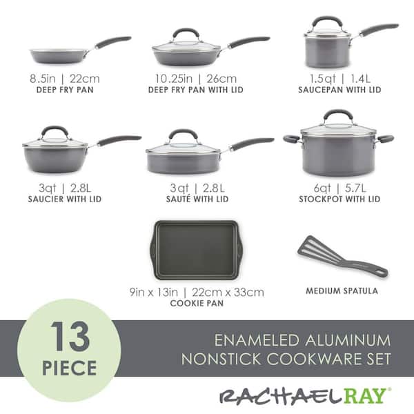 Create Delicious 13-Piece Aluminum Nonstick Cookware Set in Gray Shimmer