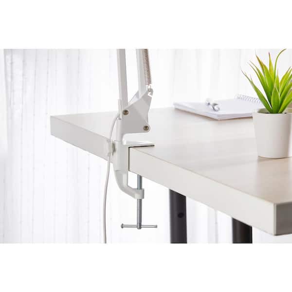 45 in. Magnifying White Desk Lamp with Clamp Mount, Energy-Efficient LEDs, Dimmable, 4.5-Watt, 480-Lumen