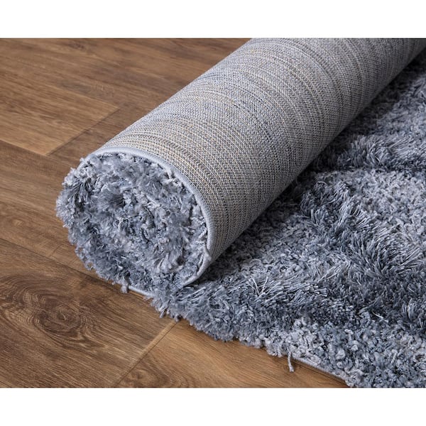 Valencia Blue Shag 6 ft. x 9 ft. Trellis Shag Area Rug