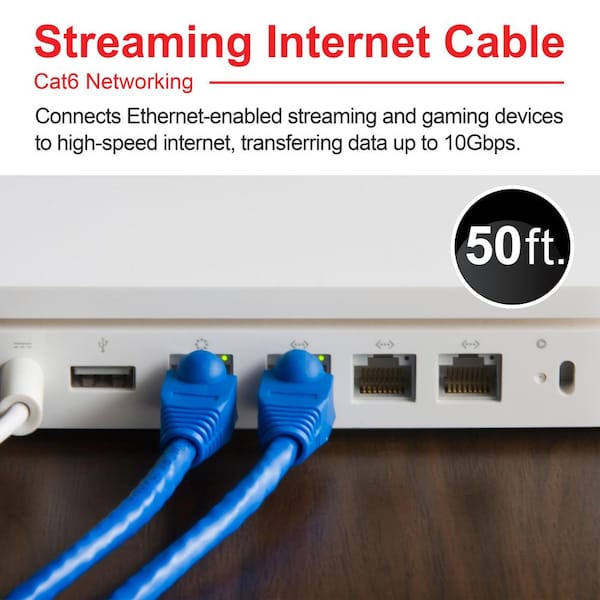 50 ft. Cat6 Ethernet Networking Cable in Blue