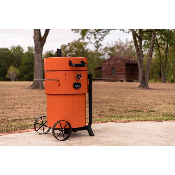 Bronco 284 sq. in. Drum Charcoal Smoker and Grill in Orange with Cover