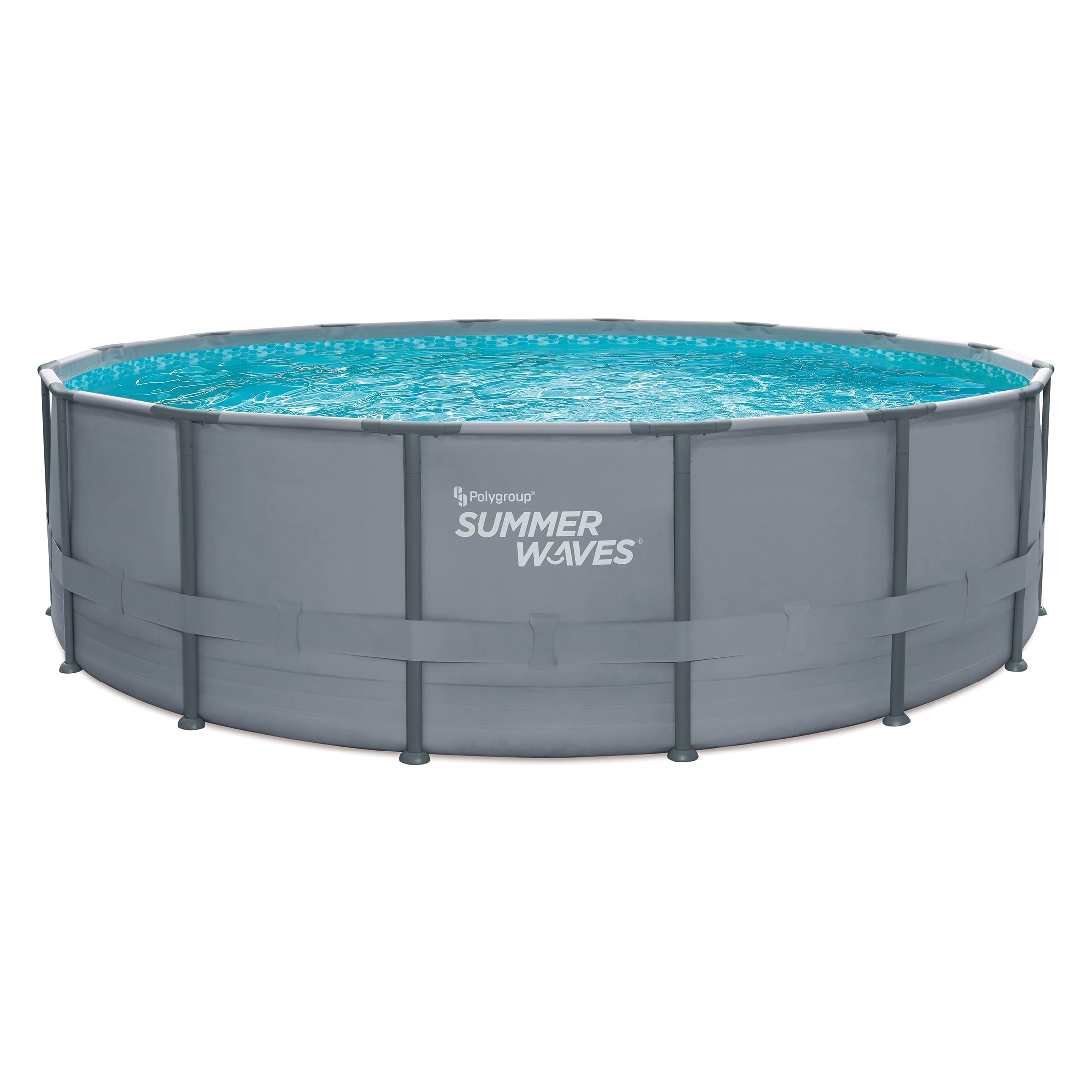Summer Waves 16 ft Elite Frame Pool, Round, Cool Gray, Ages 6+, Unisex
