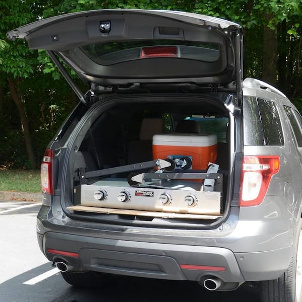 4-Burners Portable Propane Gas Grill and Griddle Combo Grills in Black with Side Tables