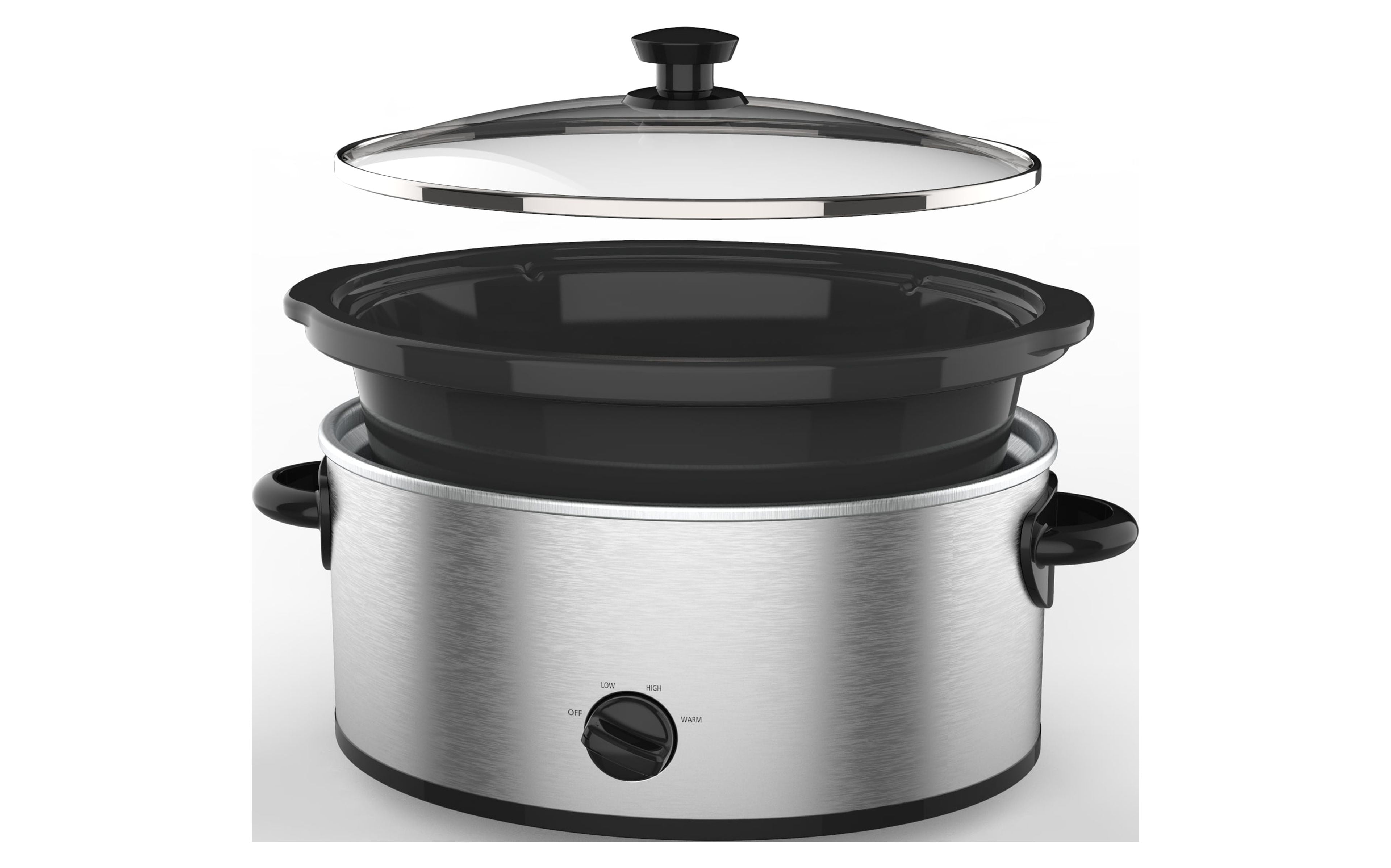 Mainstays 6 Quart Oval Slow Cooker, Stainless Steel Finish, Glass Lid, Model # MS54100112168S