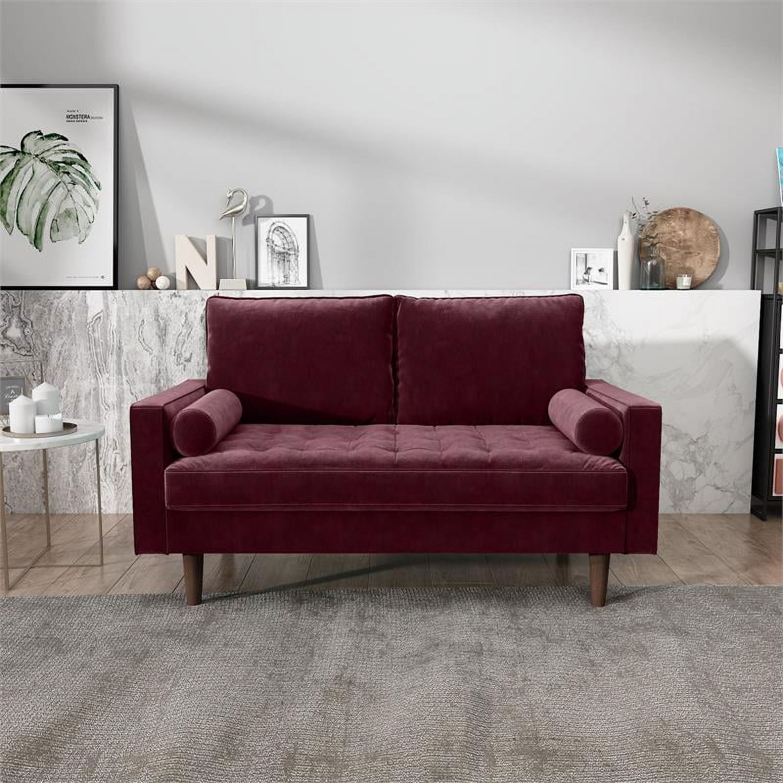 Kingway Furniture Velvet Genoa Living Room Loveseat In Rosy