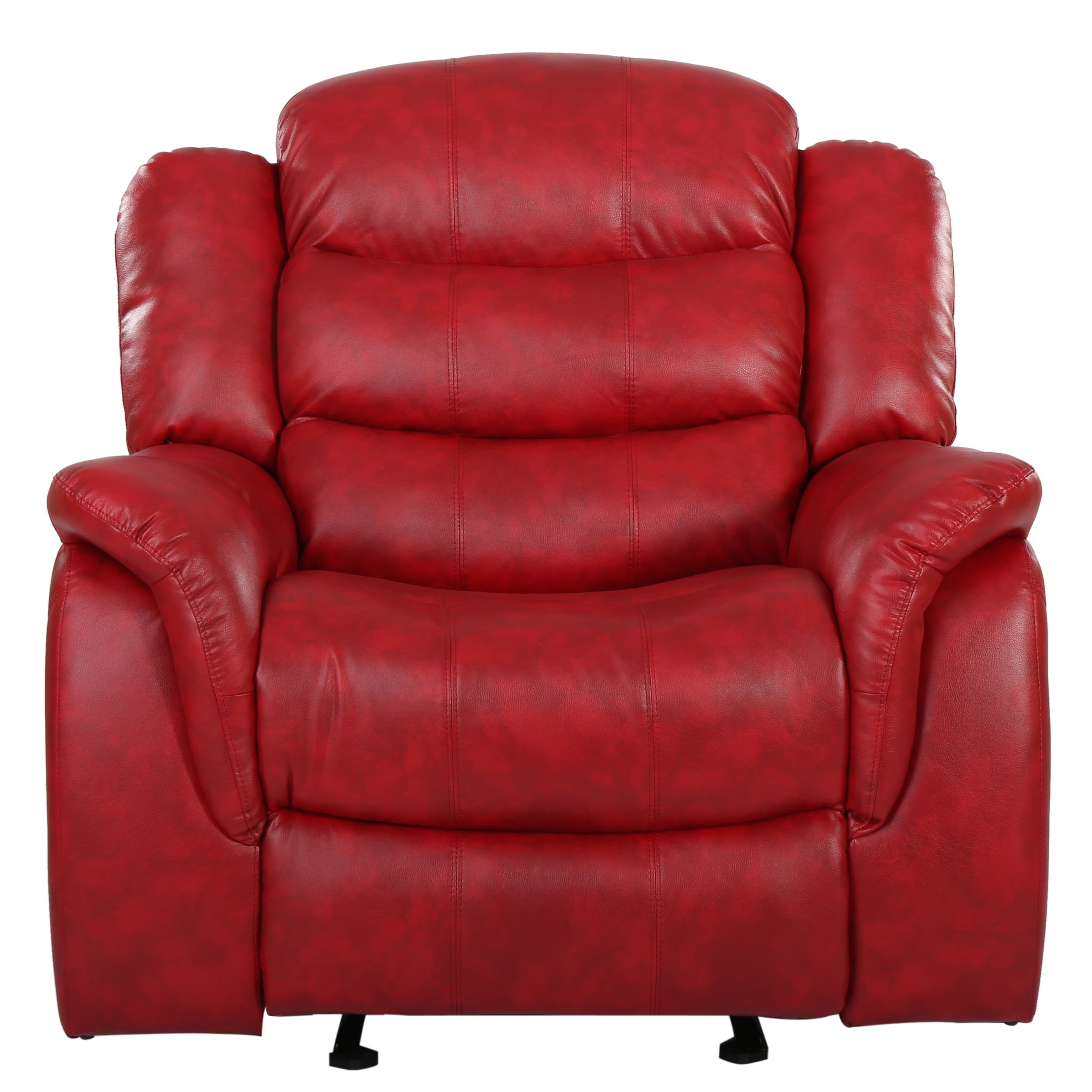 Noble House Haden Faux Leather Glider Recliner, Red