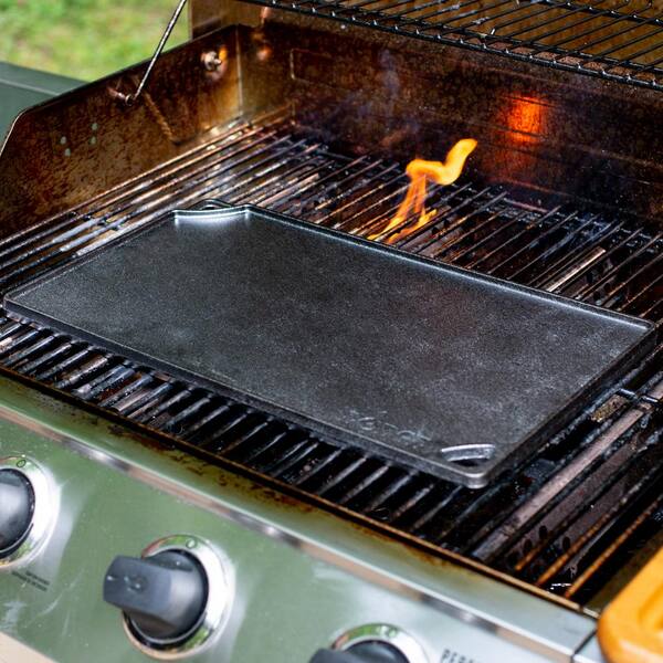Double Play 16.75 in. Black Cast Iron Reversible Stovetop Griddle