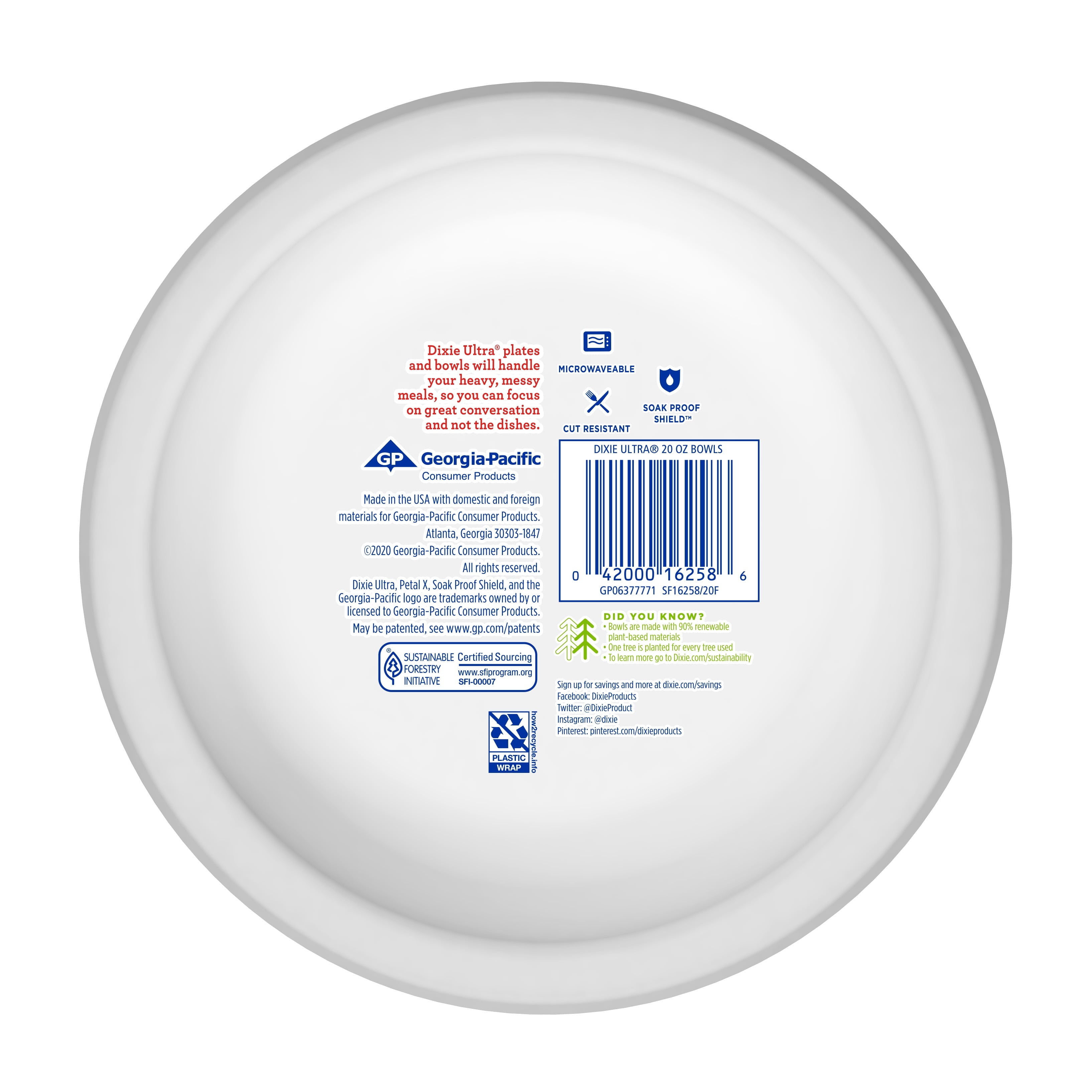 Dixie Ultra Disposable Paper Bowls, 20 Ounce, 25 Count