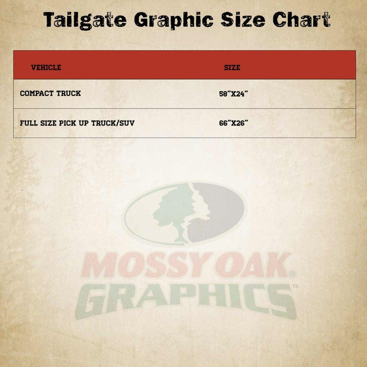 Mossy Oak Camo Tailgate Graphic - Compact Truck (58