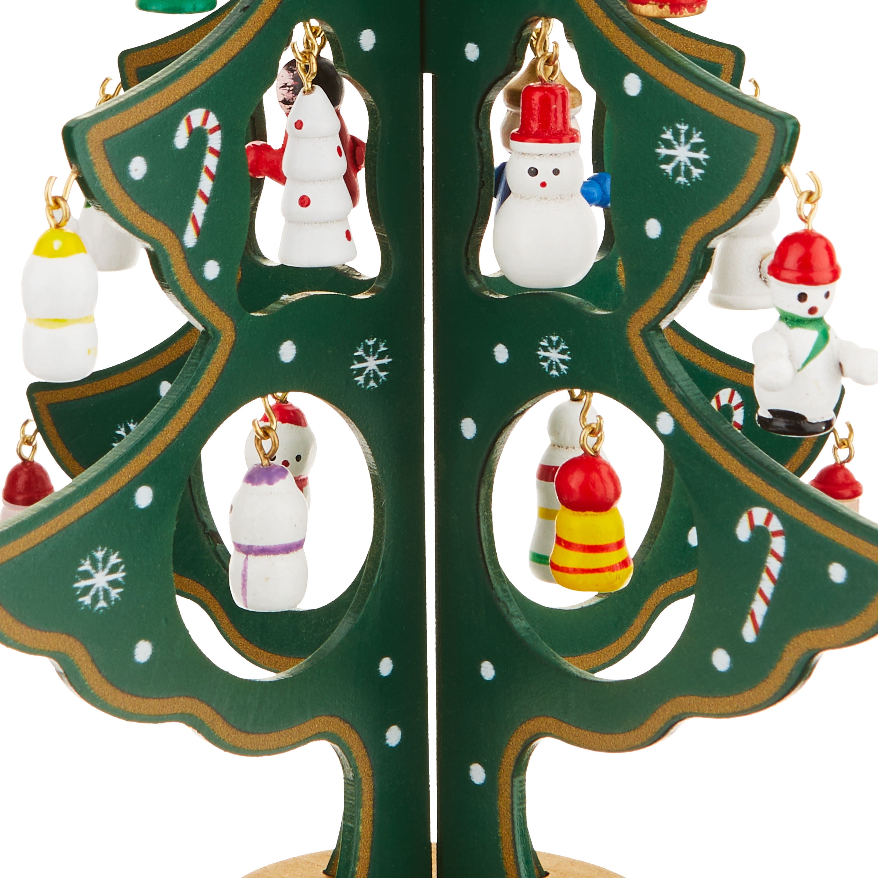Home for Christmas Green Wood Mini Tree with Ornaments Set Decor, 9.1 in, by Holiday Time