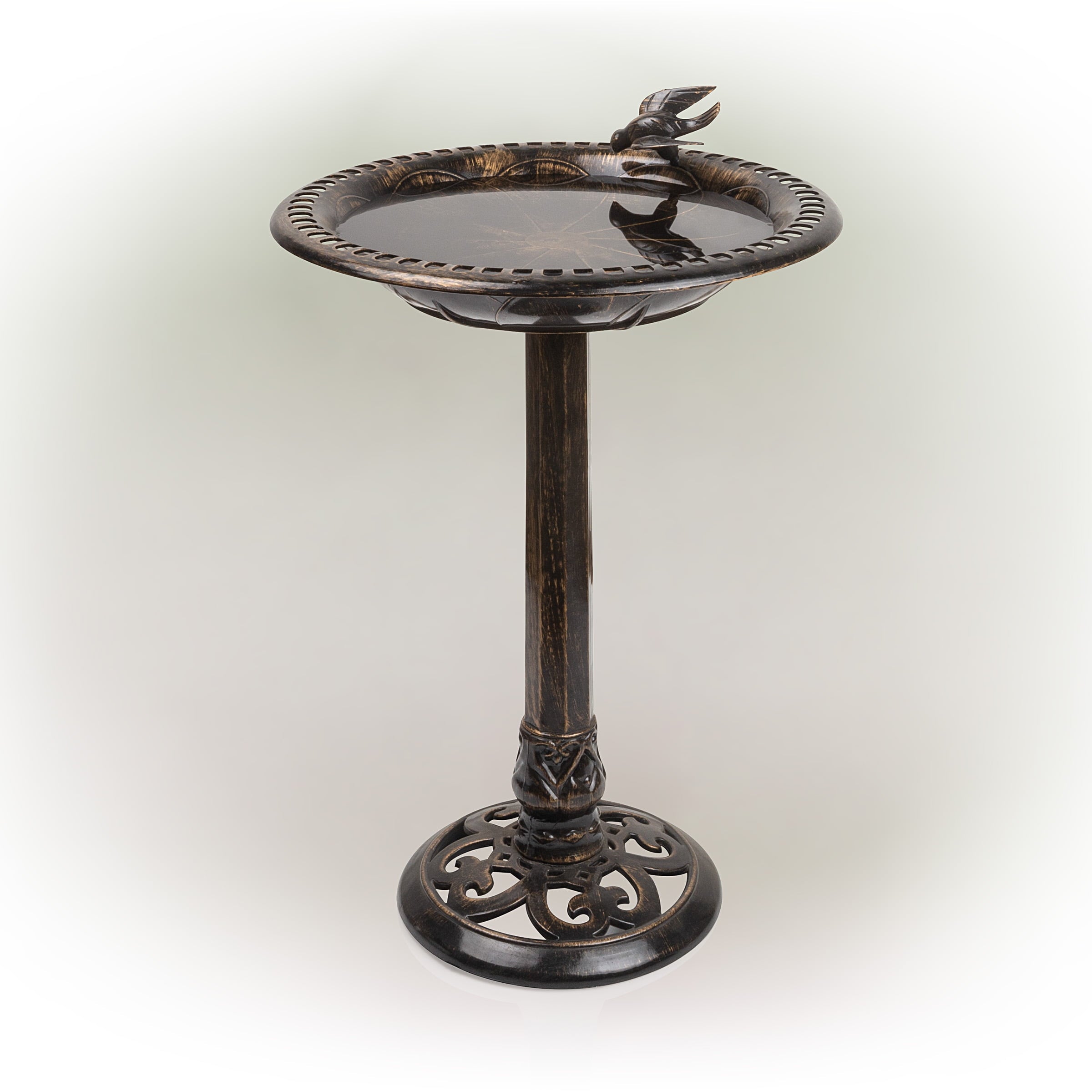 Alpine Corporation 26-inch Bronze Polyresin Bird Bath with Bird Figurine