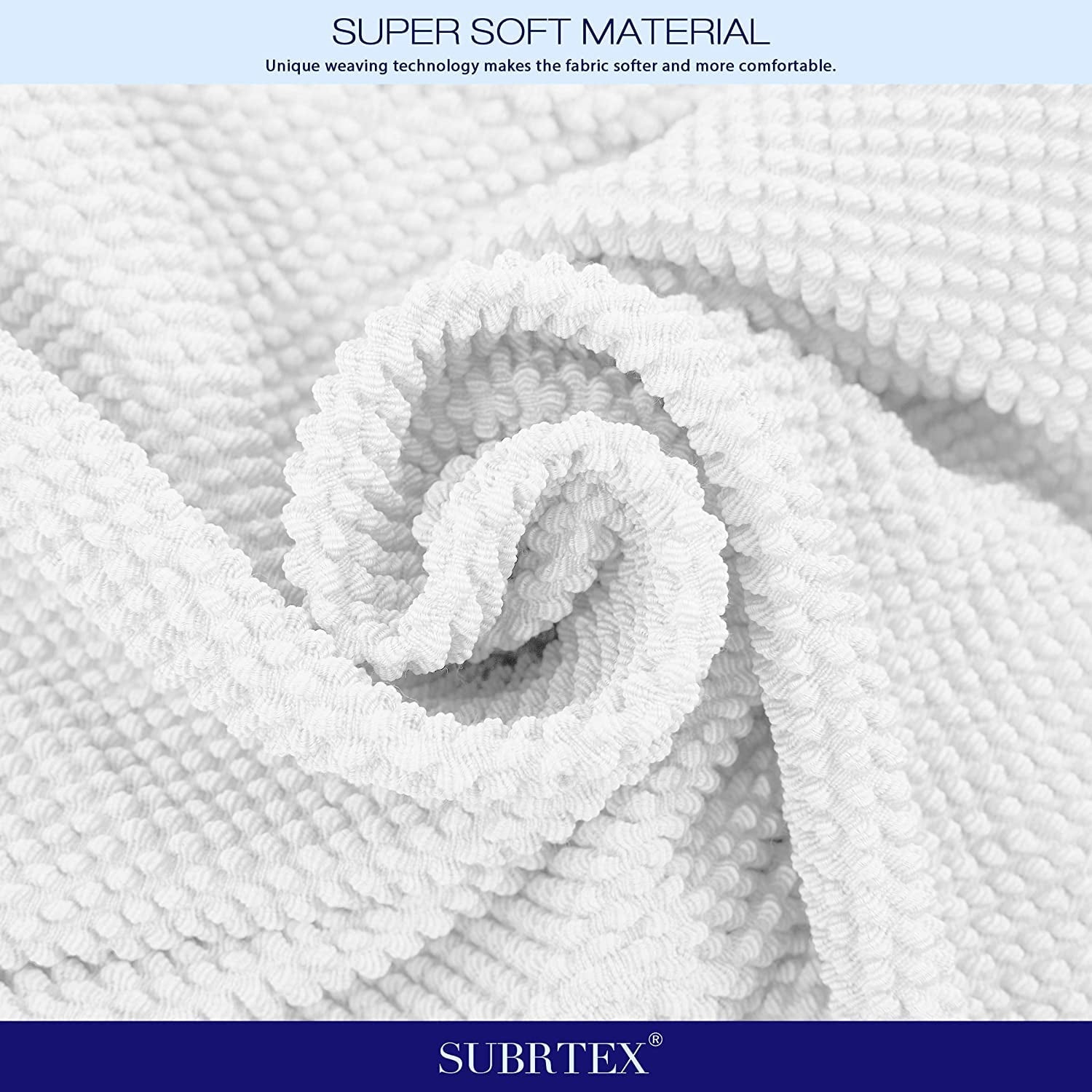 Subrtex Stretch Textured Grain Dining Chair Slipcover (Set of 4, White)