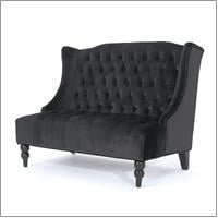 GDF Studio Leona Modern Glam Tufted Velvet Wingback Loveseat, Wine and Dark Brown