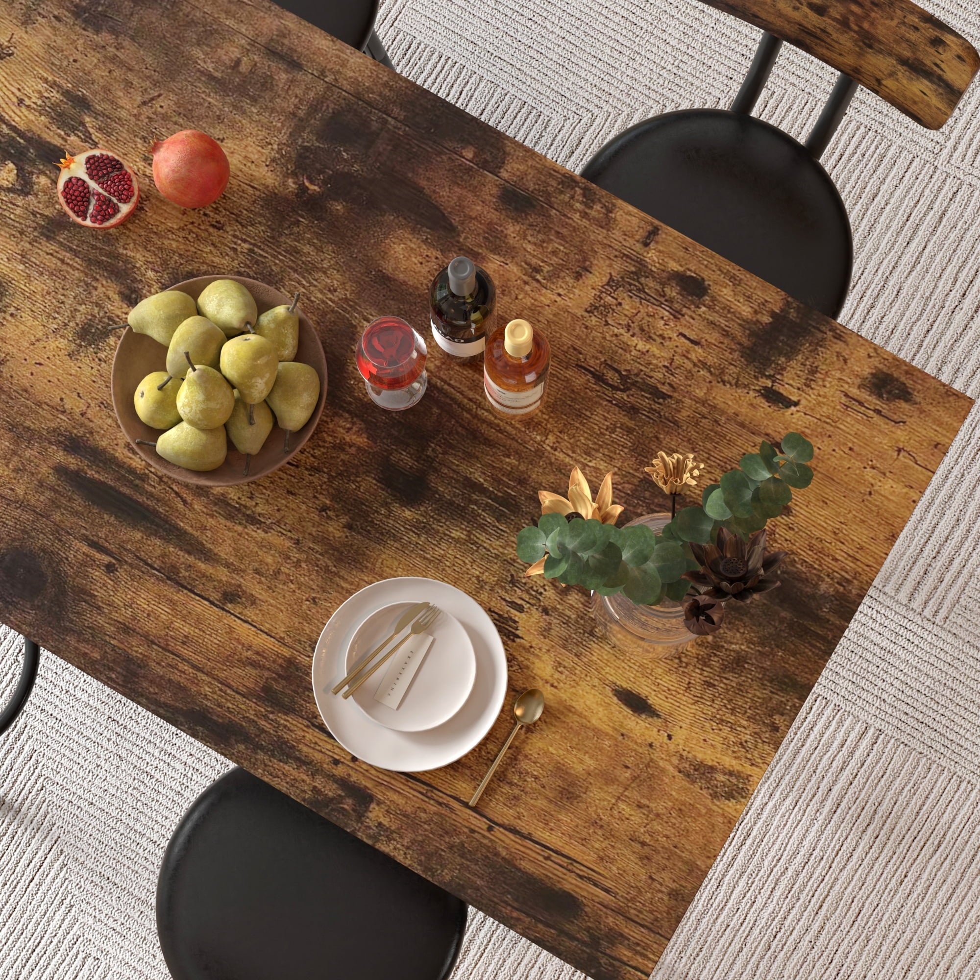 5 Piece Dining Set, Modern Dining Table and Chairs Set for 4, Kitchen Counter Height Dining Table Set with 4 Upholstered Chairs, for Small Space, Breakfast Nook, D7157