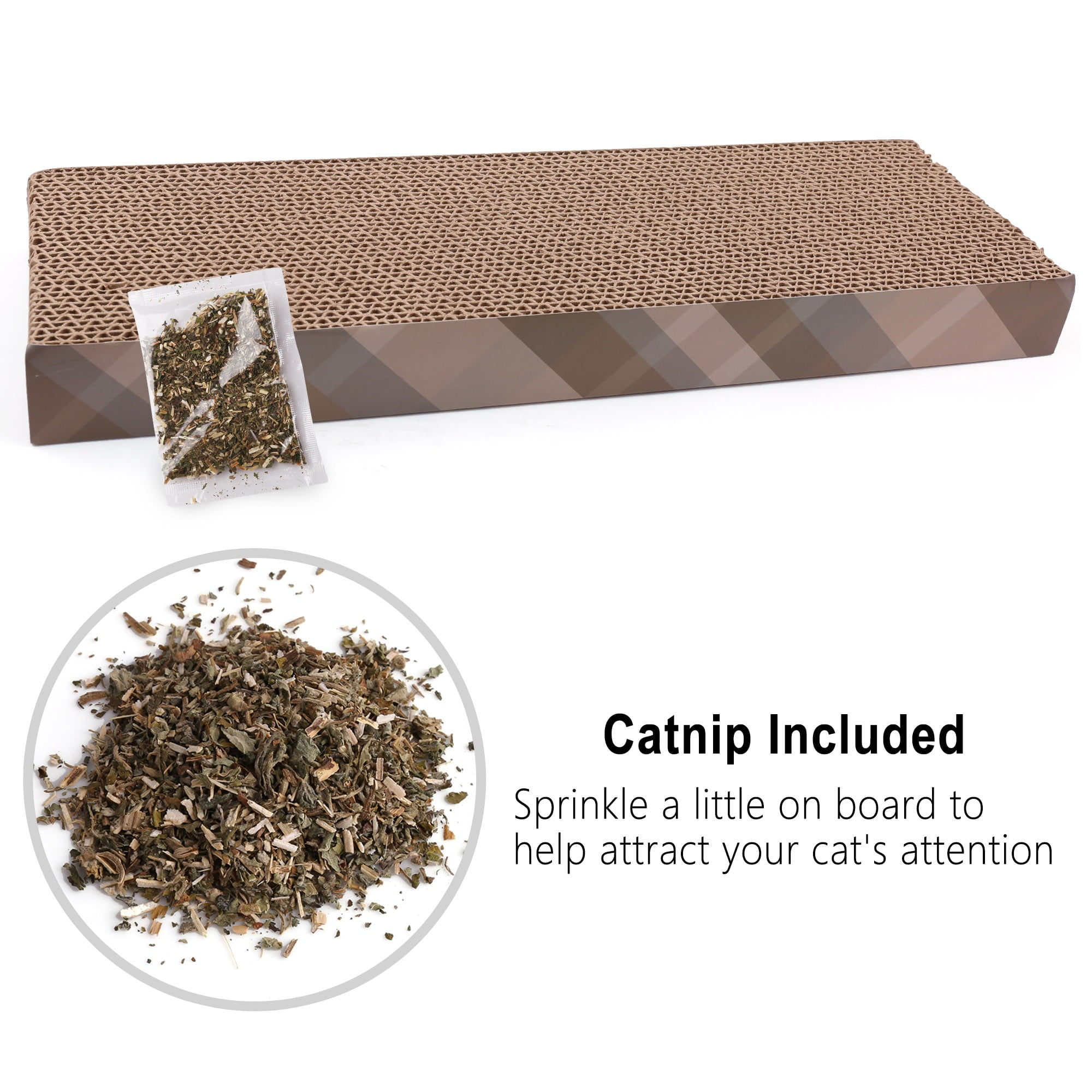 Primepets 2 Small Cat Scratcher Cardboard with Catnip, 15.8x4.8 in