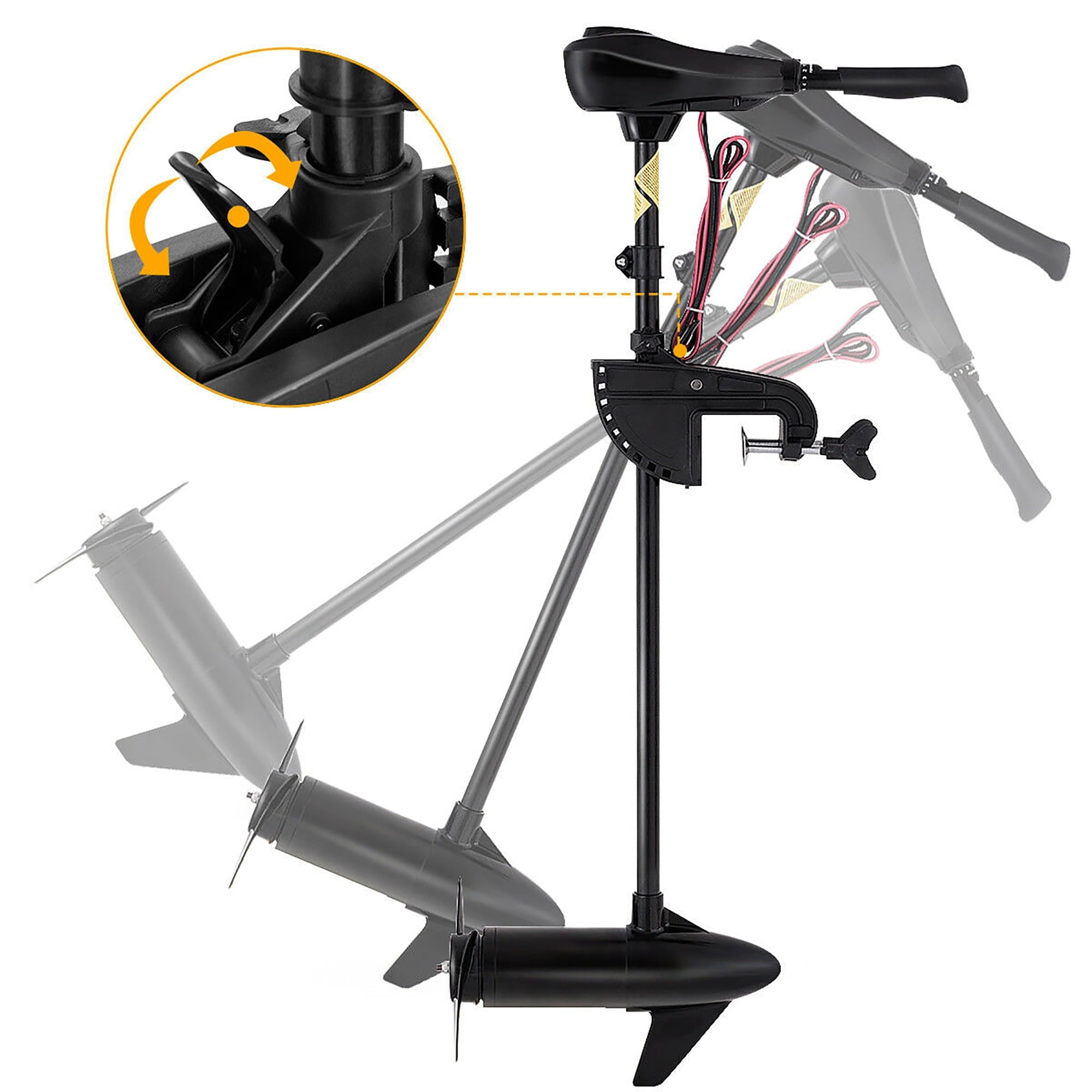 Costway New 46lbs Freshwater Transom Mounted Trolling Motor 36