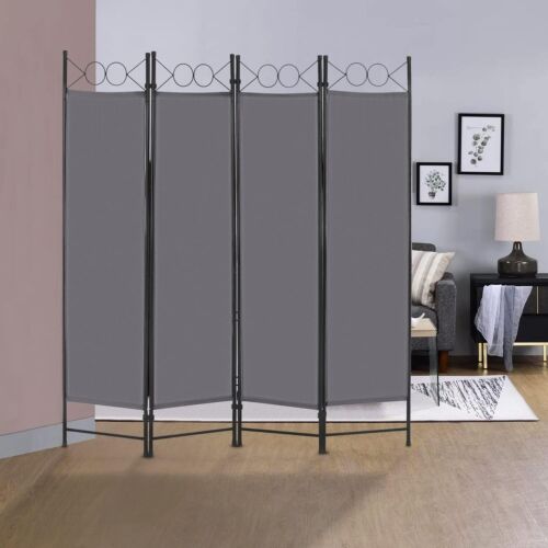 4 Panel Room Divider 6FT Steel Frame Screen Folding Privacy Divider Freestanding