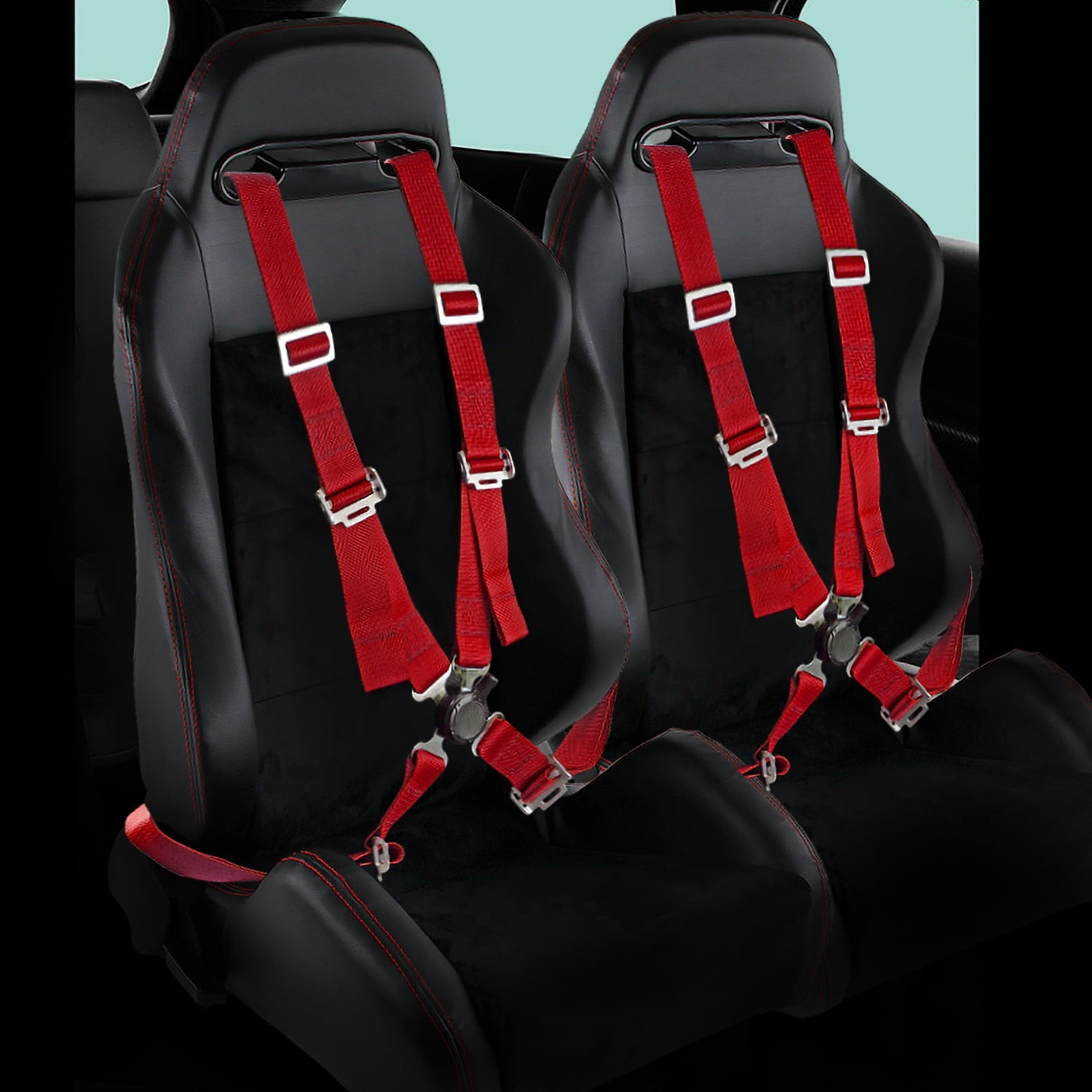 Spec-D Tuning 5-Point Red Nylon Straps Racing Harness W/ Link Safety SFI 16.1 Seat Belt 1PC Fits select: 1997-2012 CHEVROLET TAHOE, 2005-2012 CHEVROLET EQUINOX