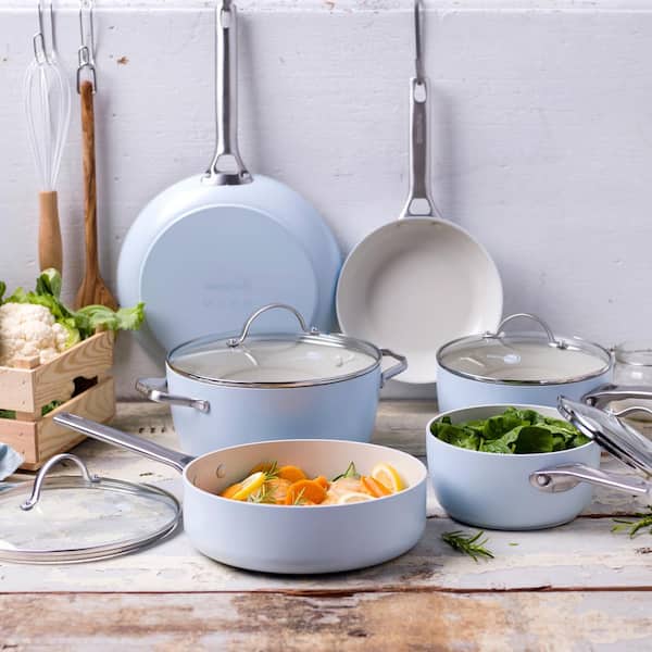 Padova 10-Piece Aluminum Ceramic Nonstick Cookware Set in Light Blue