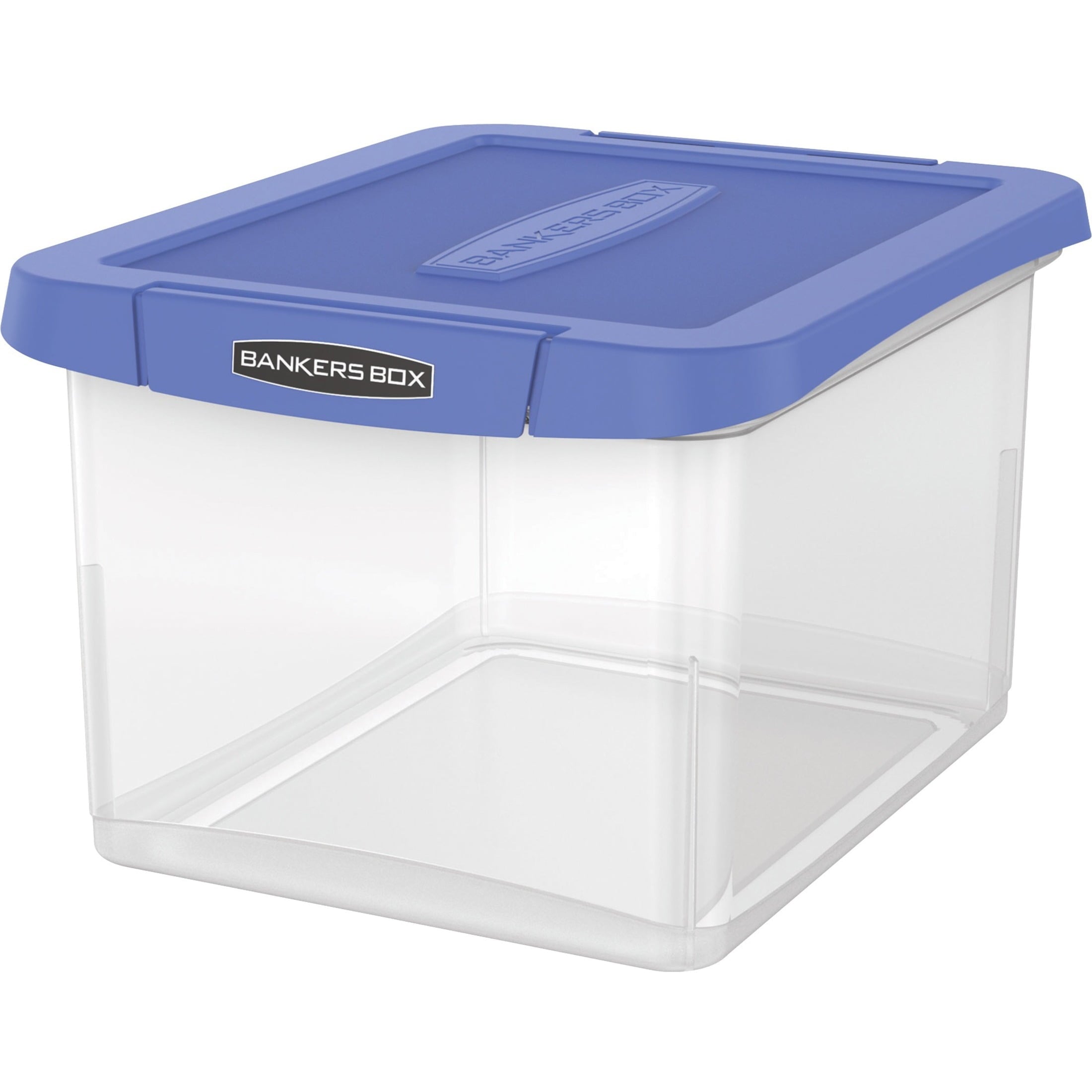 Fellowes, FEL0086201, Heavy Duty Letter/Legal Plastic File Box, 1 Each, Clear,Blue