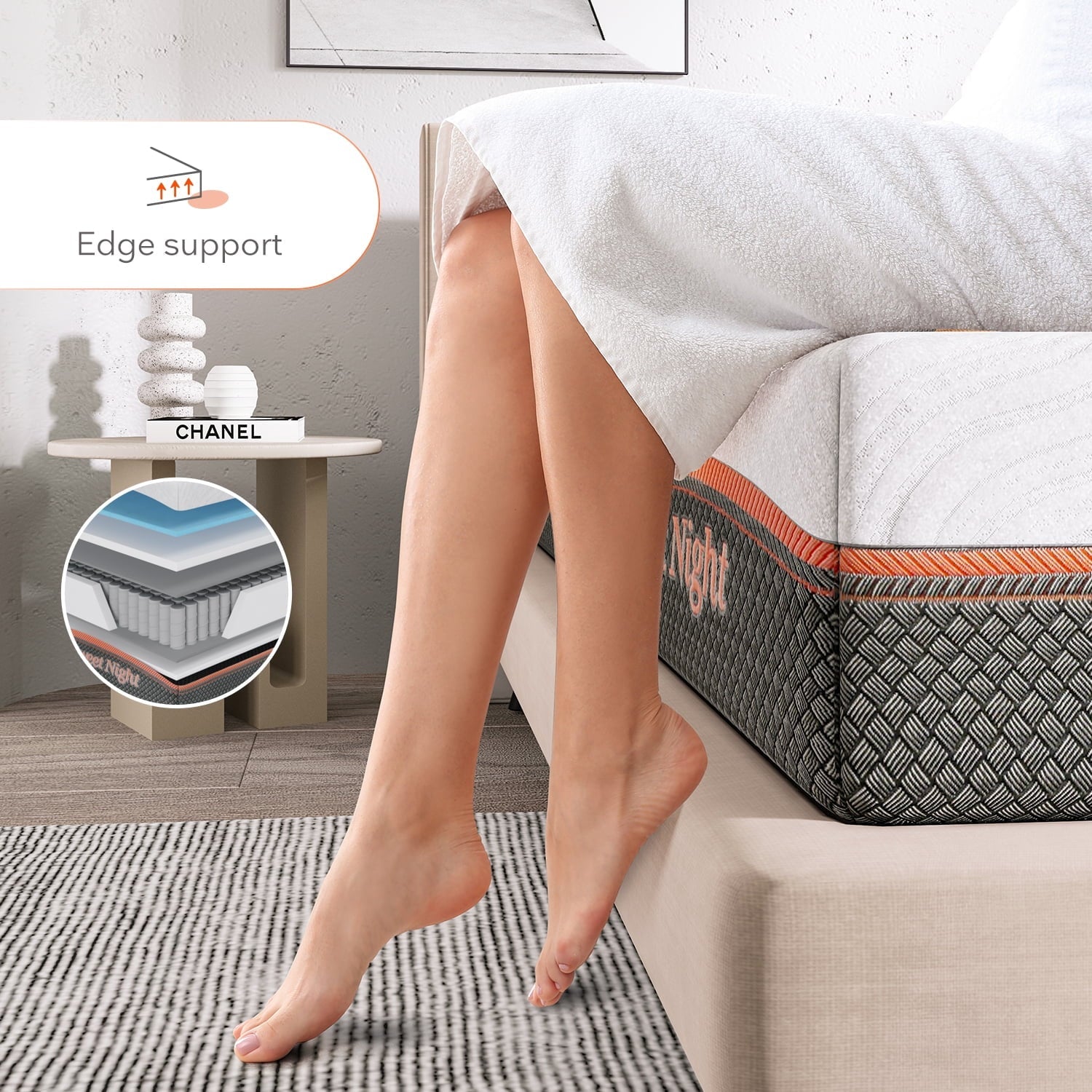 10 Inch Cooling Gel Infused Memory Foam Mattresses Pocket Spring Hybrid Mattresses, Queen Mattresses