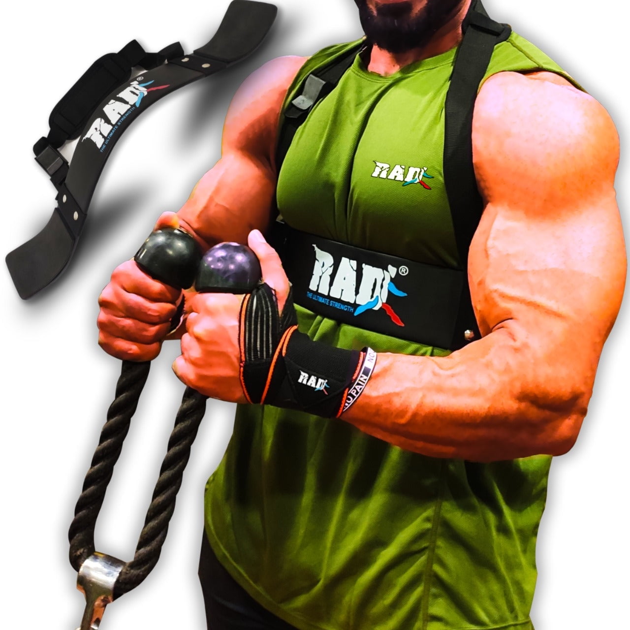 RAD Arm Blaster Bicep Curl, Support for Big Arms Muscle Bodybuilding & Weight Lifting (Black)