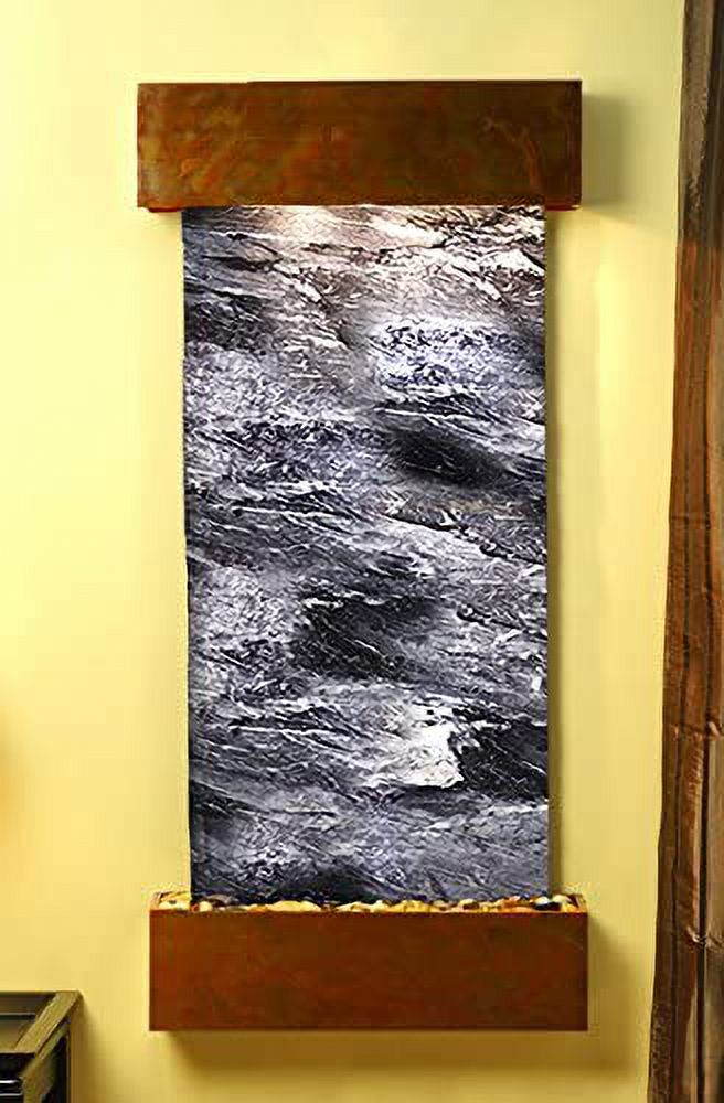 Adagio CSS1007 Cascade Springs Square Rustic Copper Black Spider Marble Wall Fountain