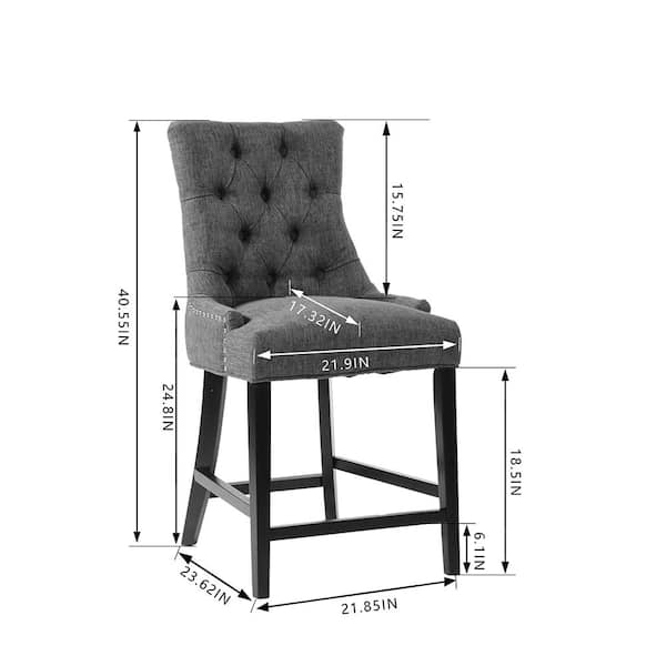 Bakerford Charcoal Gray Upholstered Counter Stool with Tufted Back (Set of 2)