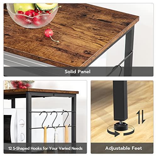 HOOBRO Bakers Rack with Floating Shelf, Microwave Stand with Shelves, Versatile