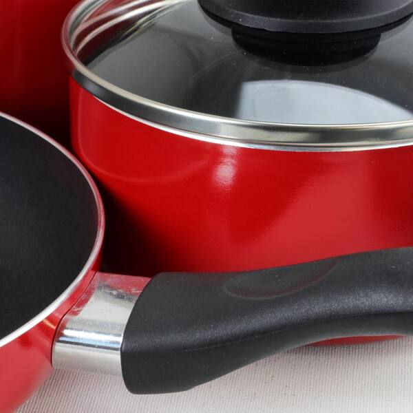 Palmer 8-Piece Aluminum Nonstick Cookware Set in Red